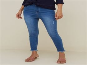 LOV Blue Fringed Jane Cropped Jeans