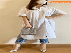 Pearl White Oversized Cotton Shirt with Face Mask