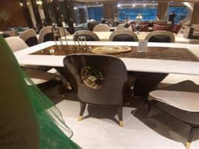 Marble and Brass Dining Table