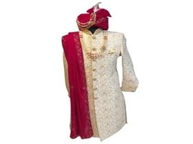 White Embroidered Traditional Wedding Sherwani