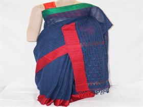 Tant - Navy blue with red and green border with blouse piece