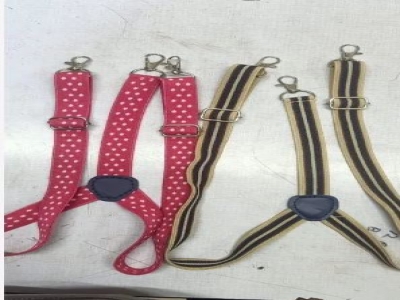 Brown and Red Elastic Mens Suspenders