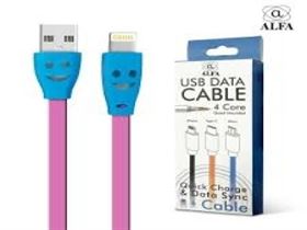 Smiley USB Cable With LED Indicator Single Pin Iphone Data