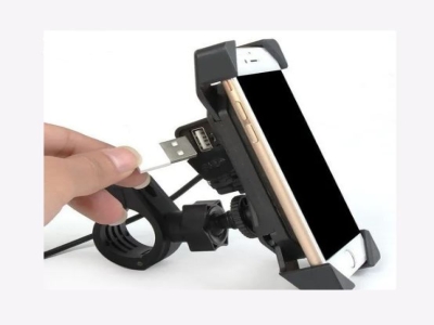 Black Bike Mobile Holder With Charger