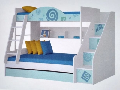 EPPOTUM White And Blue KIDS BUNK BED