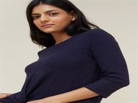 LOV Navy Twist Denver Knit Top