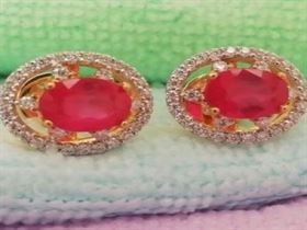 Natural Ruby with Moissanite 14k Gold Earing ER004