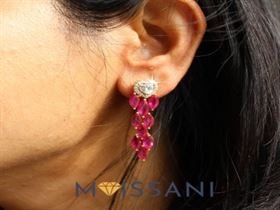 Natural Ruby Marquis with Heart shape Moissanite 14k Gold Earing 00527