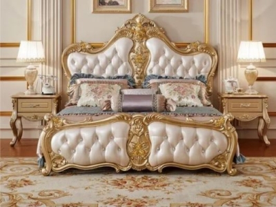 Standard Golden Royal Wooden Carved Bed