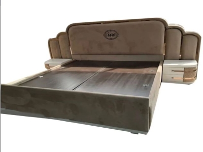 Grey King Size Wooden Bed