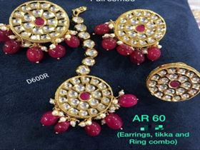Kundan meenakari combo ( ring, tikka & earning )